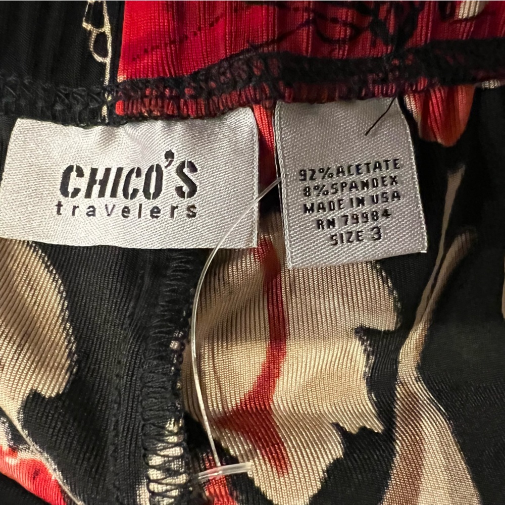 Chico’s Travelers Floral Wide Leg Cropped Pants - Wrinkle Resistant- Size 3 - Picture 3 of 8